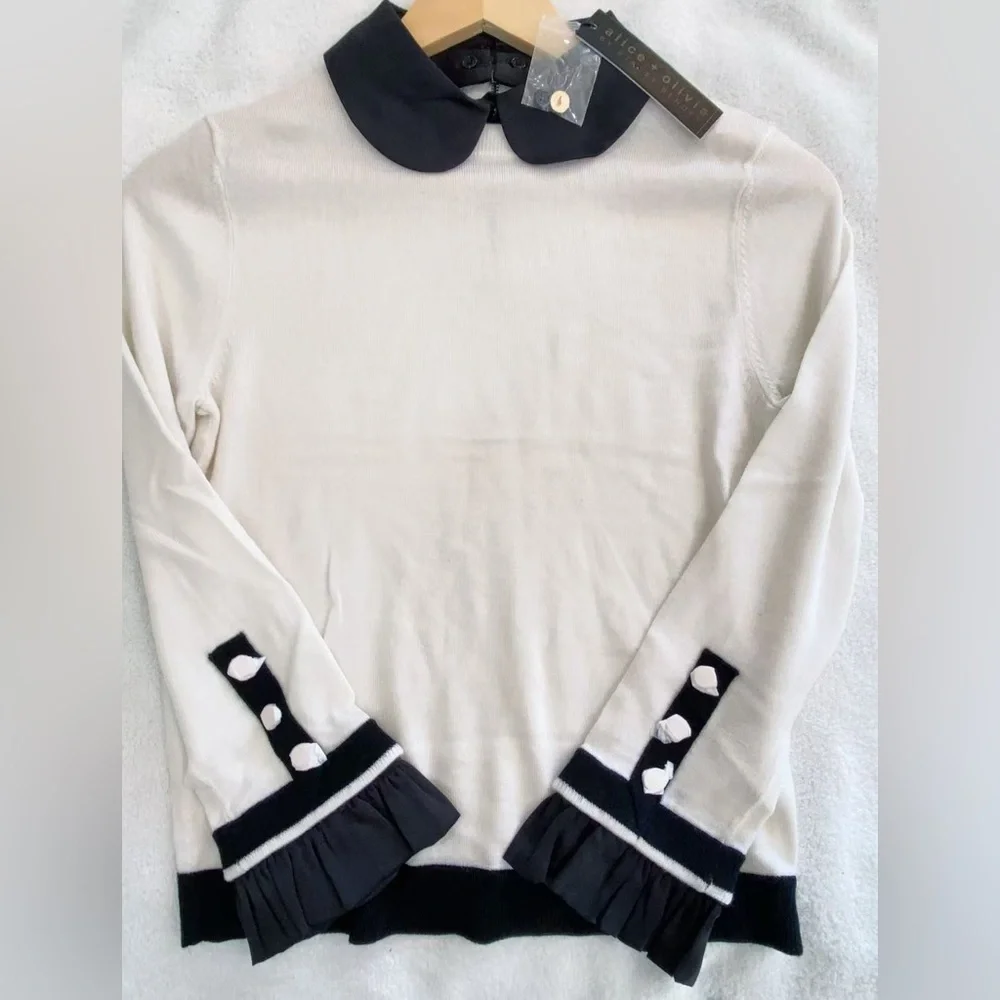 NWT $440 Alice and Olivia Justina Combo Sweater - Picture 6 of 8